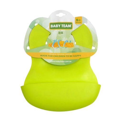 Нагрудник Baby Team зеленый, от 6 месяцев (6500)