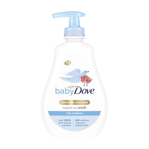 Детский гель-шампунь для душа Dove Baby Rich Moisture Head To Toe Wash От макушки до пяточек, Интенсивное увлажнение, 400 мл