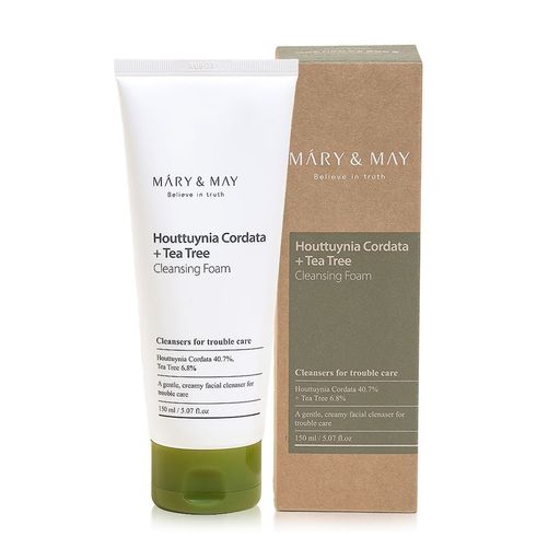 Очищающая пенка для лица Mary & May Houttuynia Cordata+Tea Tree Cleansing Foam для проблемной кожи, 150 мл