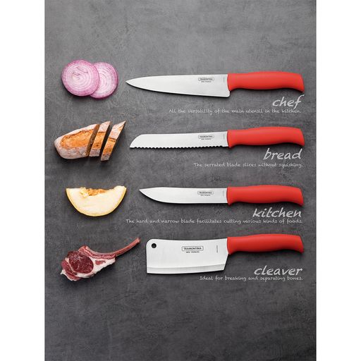 Нож TRAMONTINA Soft Plus Chef Red, 178 мм (23664/177)