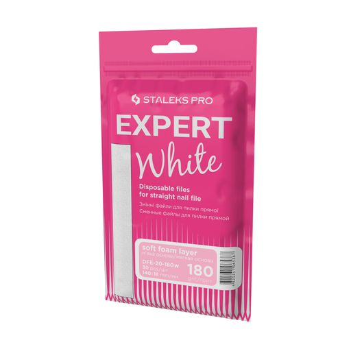 Сменные файлы для пилы прямой на мягкой основе Staleks PRO Expert 20, белые, 180 грит, 30 шт