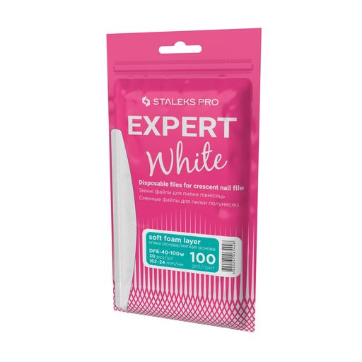 Сменные файлы для пилы полумесяц на мягкой основе Staleks PRO Expert 40, белые, 100 грит, 30 шт