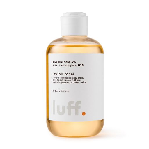 Тонер для лица Luff Low pH Toner с гликолевой кислотой, алоэ и коэнзимом Q10, для микроотшелушивания и сияния кожи, 200 мл