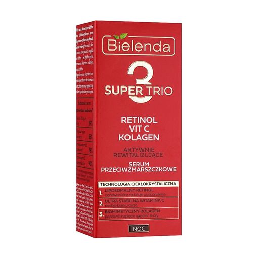 Ночная сыворотка для лица Bielenda Super Trio Retinol Vit C Kolagen против морщин, 30 мл
