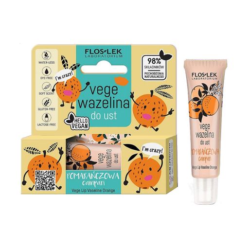 Косметический вазелин для губ Floslek Vege Lip Vaseline Campari, 10 г