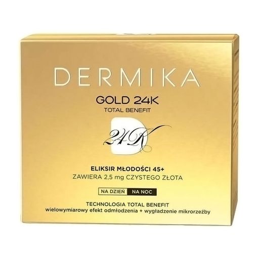 Крем для лица Dermika Luxury Gold Gold 24k Total Benefit Эликсир молодости, 45+, 50 мл