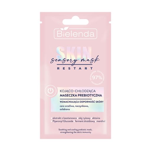 Успокаивающая и охлаждающая маска для лица Bielenda Skin Restart Sensory Soothing & Cooling Prebiotic Mask с пребиотиками, 8 г