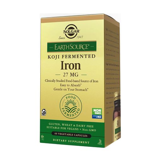 Залізо Solgar Earth Source Food Fermented Koji Iron 27 мг, 60 вегетаріанських капсул