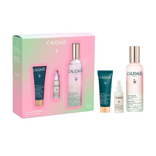 Набор для лица Caudalie Detox & Glow Trio (эликсир-вода, 100 мл + маска-детокс, 15 мл + сыворотка, 10 мл)