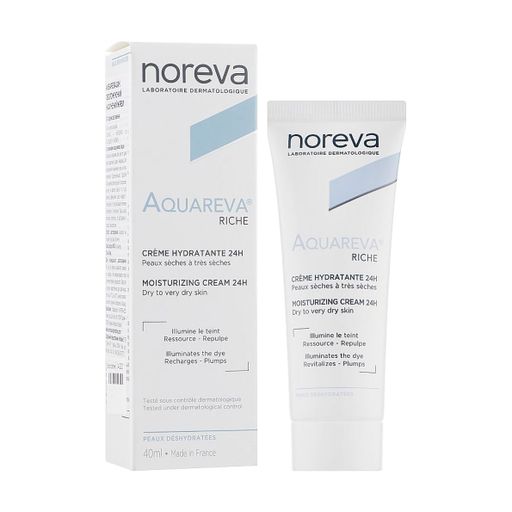 Увлажняющий насыщенный крем для лица Noreva Aquareva Moiturizing Cream 24H для сухой и очень сухой кожи, 40 мл