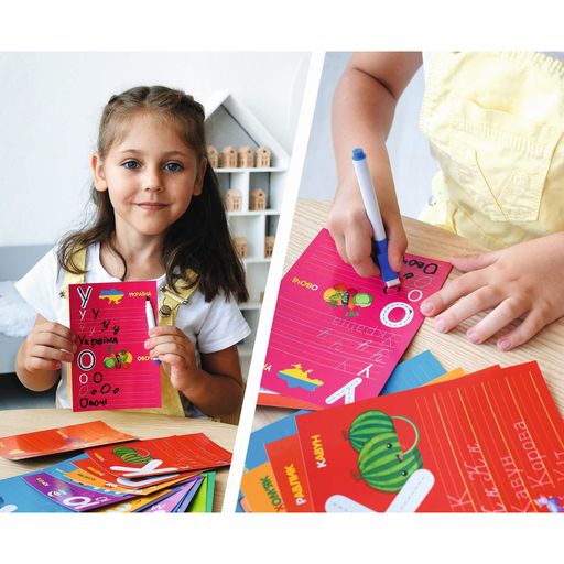 Игра с маркером Vladi Toys Пиши и вытирай. Буквы и слова, на украинском языке, 19 деталей, от 5 лет (VT5010-13)