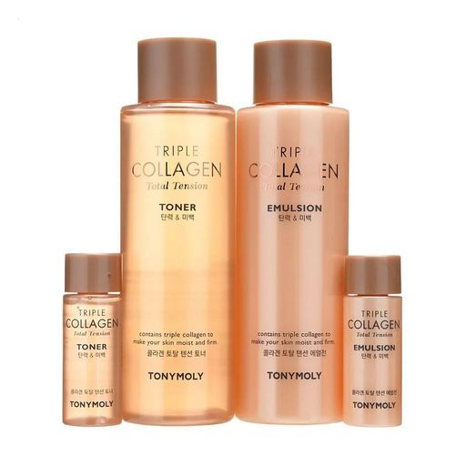 Набір для обличчя Tony Moly Triple Collagen Total Tension Skincare Set (тонер, 200 мл + тонер, 20 мл + емульсія, 200 мл + емульсія, 20 мл)