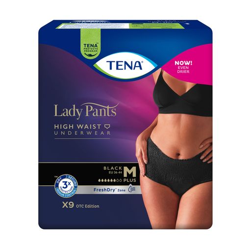 Урологические трусы женские TENA Lady Slim Pants Plus Black, размер M, 9 шт