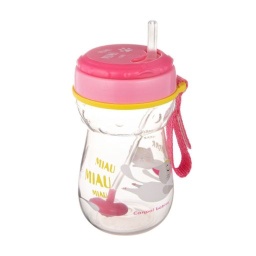 Кружка Canpol Babies Котик, со сложной силиконовой трубочкой и утяжелителем, от 9 месяцев, 350 мл (56/521)