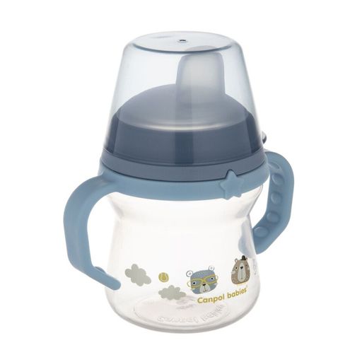 Кружка тренировочная Canpol Babies Bonjour Paris FirstCup с силиконовым носиком, голубая, от 6 месяцев, 150 мл (56/612_blu)