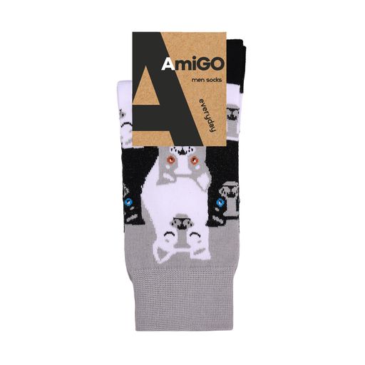 Носки мужские AmiGO классические, серые, песики