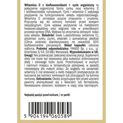 Вітамін С з біофлавоноїдами + органічний цинк Yango Vitamin C with Bioflavonoids + Organic Zinc 665 мг, 90 капсул