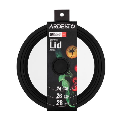 Универсальная крышка Ardesto Black Mars Smart стеклянная, (24/26/28 см) (AR2428UL)