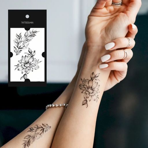 Временные татуировки-наклейки Tattooshka Цветы с веточкой