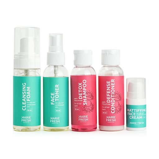Дорожный набор Marie Fresh Cosmetics Try Me Set для жирной и комбинированной кожи лица, 5 продуктов