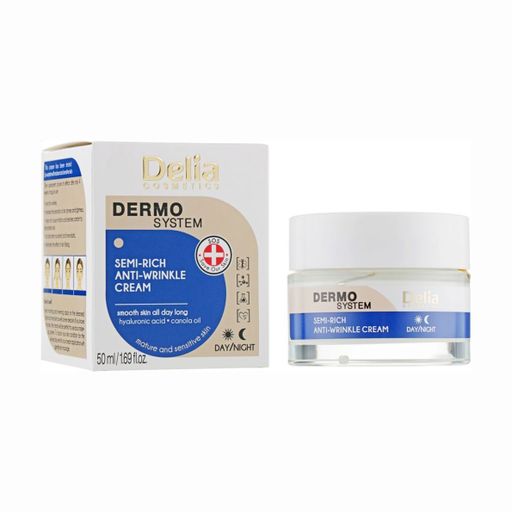 Крем для обличчя Delia Cosmetics Dermo System Semi-Rich Anti-Wrinkle Cream проти зморщок, 50 мл