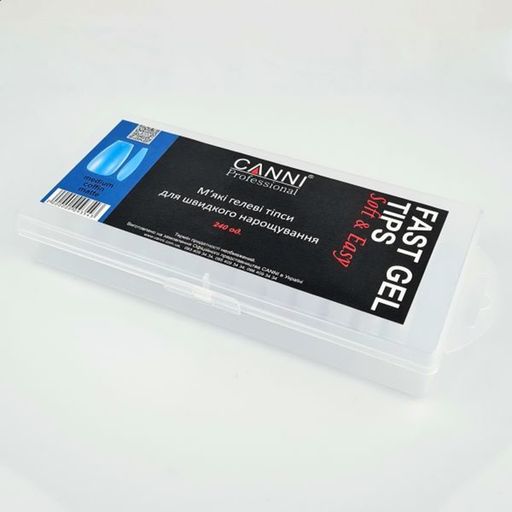 Мягкие гелевые типсы для быстрого наращивания Canni Medium Coffin Matte Fast Gel Tips, 240 шт