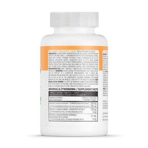 Витаминно-минеральный комплекс OstroVit Turmeric + Black Pepper + Ginger Куркумин + Черный перец + Имбирь, 90 таблеток