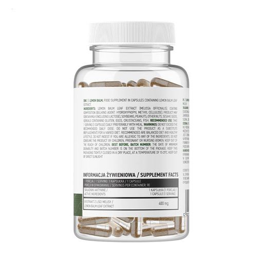 Лимонный бальзам OstroVit Lemon Balm 400 мг, 90 капсул