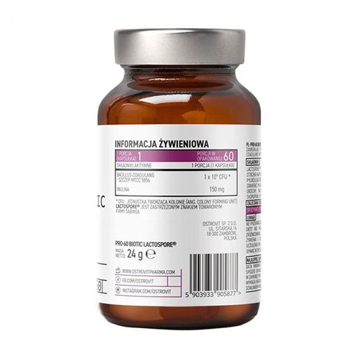 Пробиотик OstroVit Pharma PRO-60 Biotic LactoSpore, 60 капсул