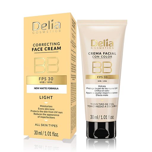 Корректирующий крем для лица Delia Cosmetics Correctibg Face Cream BB, SPF 30, 30 мл