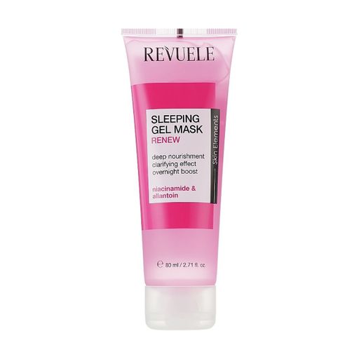 Восстанавливающая ночная гелевая маска для лица Revuele Sleeping Gel Mask Renew, розовая, 80 мл