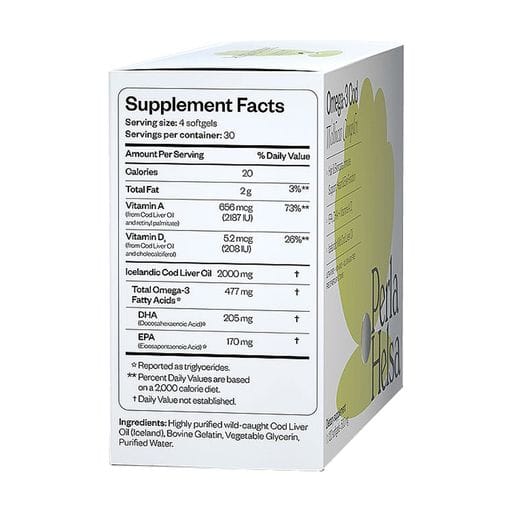 Омега-3 Perla Helsa Omega-3 Cod Wellness Complex из трески, с витаминами А, D3, 500 мг, 120 капсул