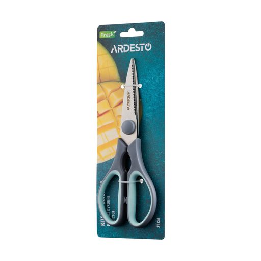 Ножиці кухонні Ardesto Fresh з пластику та неіржавної сталі, сіро-блакитні, 21 см (AR2121GT)