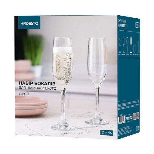 Набор бокалов для шампанского Ardesto Gloria, 6*215 мл (AR2621GC)