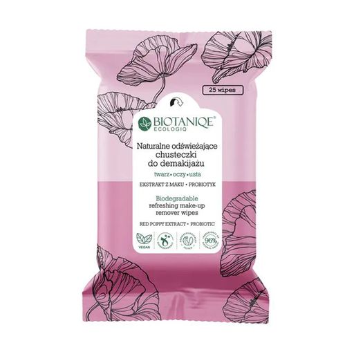 Влажные салфетки для снятия макияжа Biotaniqe Ecologiq Refreshing Make-Up Remover Wipes освежающие, 25 шт