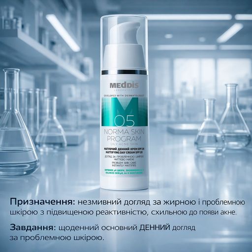 Матирующий дневной крем для лица Meddis Norma Skin Program SPF 20, 30 мл