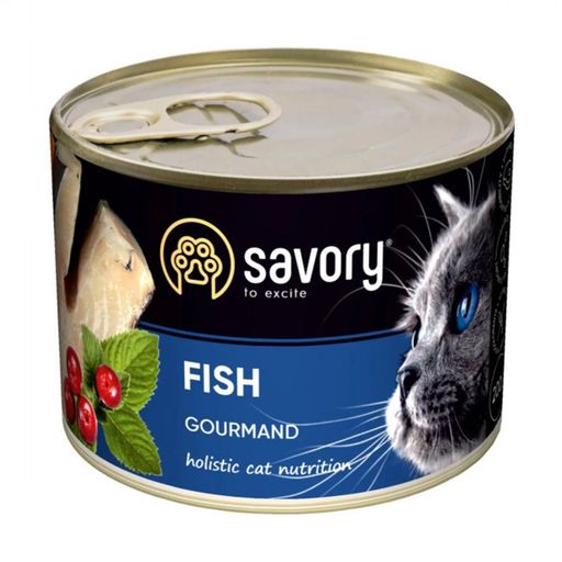 Влажный корм для требовательных кошек Savory Cat Can Adult с рыбой