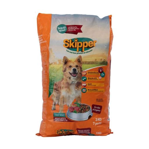 Сухой корм для собак всех пород Skipper Caine Adult с говядиной и овощами