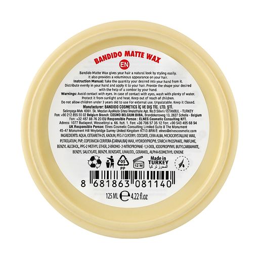 Мужская матовая помада для укладки волос Bandido Matte Finish Pomade, 125 мл