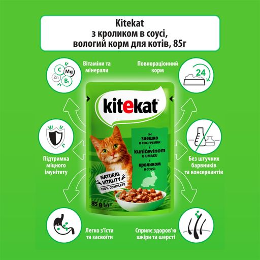 Влажный корм для кошек Kitekat с кроликом в соусе, 85 г