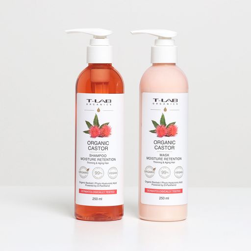 Увлажняющая маска T-LAB Professional Organics Organic Castor Mask Moisture Retention для тонких и ослабленных волос, 250 мл