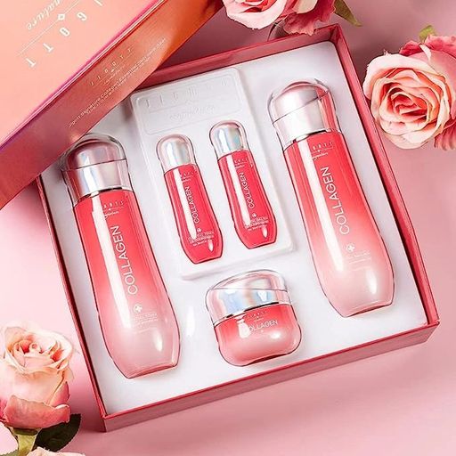 Набор для лица Jigott Signature Collagen Essential Skin Care (тонер, 150 мл + тонер, 30 мл + эмульсия, 150 мл + эмульсия, 30 мл + крем, 50 мл)