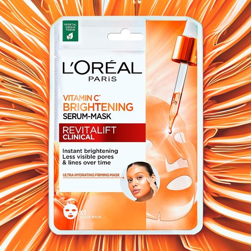 Уценка! Тканевая маска для придания сияния коже лица L'Oreal Paris Revitalift Clinical, 26 г