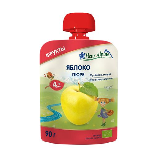 Детское фруктовое пюре Fleur Alpine Organic Яблоко, от 4 месяцев, 90 г
