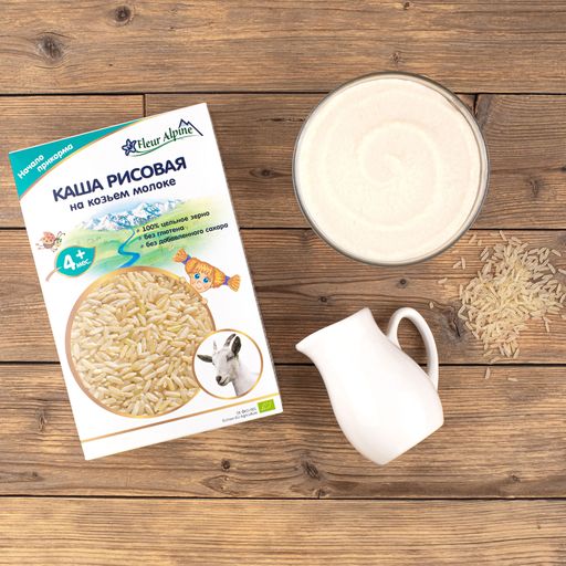 Детская молочная каша Fleur Alpine Organic Рисовая, на козьем молоке, от 4 месяцев, 200 г