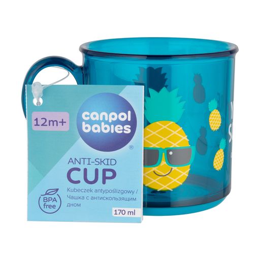Кружка Canpol Babies Ананас, з малюнком, антиковзна, від 1 року, бірюзова, 170 мл (2/100)