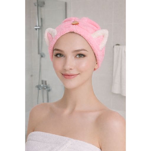 Рушник-тюрбан для волос Just Kawaii 60*21 см, розовый, 1 шт