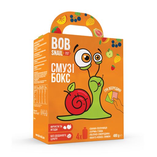 Набор детского фруктового пюре Bob Snail Смузи Бокс, 4*120 г