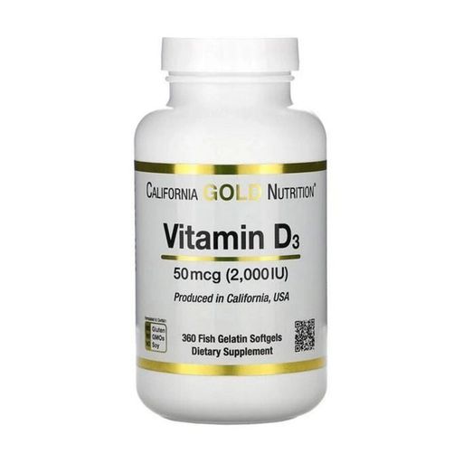 Вітамін Д3 California Gold Nutrition Vitamin D3, 50 мкг, 360 капсул