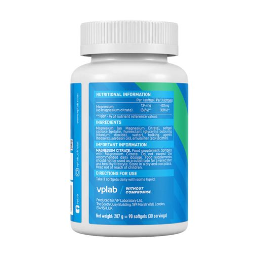 Цитрат магния VPLab Magnesium Citrate, 90 желатиновых капсул